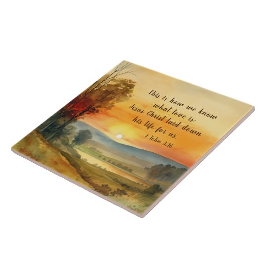 1ヨハネ3:16イエスは私たちの聖書のために彼の命を置いた タイル (側面)