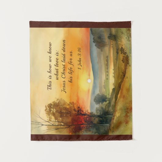 1ヨハネ3:16イエスは私たちの聖書のために彼の命を置いた タペストリー (正面)