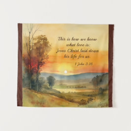1ヨハネ3:16イエスは私たちの聖書のために彼の命を置いた タペストリー