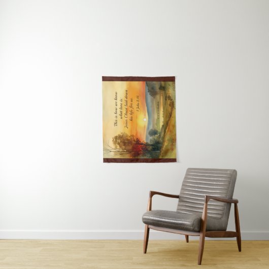 1ヨハネ3:16イエスは私たちの聖書のために彼の命を置いた タペストリー (インサイチュ)