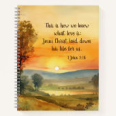 1ヨハネ3:16イエスは私たちの聖書のために彼の命を置いた ノートブック (正面)