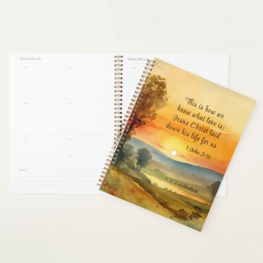 1ヨハネ3:16イエスは私たちの聖書のために彼の命を置いた プランナー手帳 (ディスプレー)