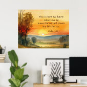 1ヨハネ3:16イエスは私たちの聖書のために彼の命を置いた ポスター (ホームオフィス)