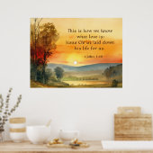 1ヨハネ3:16イエスは私たちの聖書のために彼の命を置いた ポスター (キッチン)