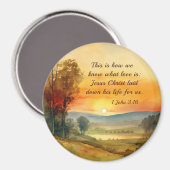 1ヨハネ3:16イエスは私たちの聖書のために彼の命を置いた マグネット (正面/裏面)