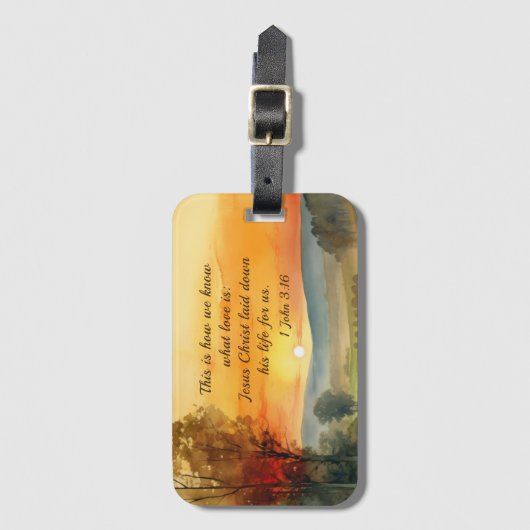 1ヨハネ3:16イエスは私たちの聖書のために彼の命を置いた ラゲッジタグ (正面縦)