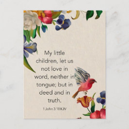 1ヨハネ3:18 KJV聖書箇所メモリーカード - ポストカード