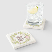 1ヨハネ4:16神は愛フローラリースかわいい鳥 ストーンコースター (横)