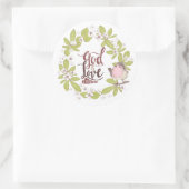 1ヨハネ4:16神は愛フローラリースかわいい鳥 ラウンドシール (バッグ)