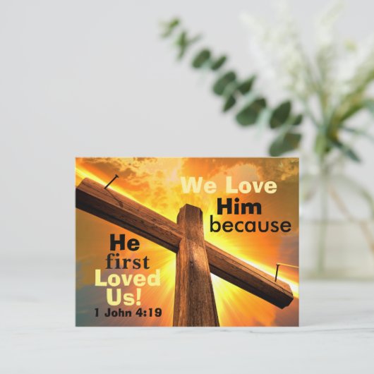 1ヨハネ4:19わたしたちは彼を愛する ポストカード (スタンド正面)
