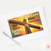 1ヨハネ4:19わたしたちは彼を愛する 長方形シール (封筒)