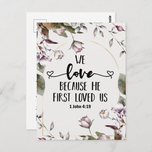 1ヨハネ4:19わたしたちは、神がわたしたちを初めて愛されたからこそ愛する ポストカード (正面/裏面)