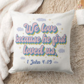 1ヨハネ4:19聖書引用文装飾用クッション クッション (ブランケット)