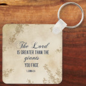 1ヨハネ4 4主は巨大なバイブル素晴らしよりもも優れている キーホルダー (裏面)
