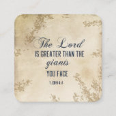 1ヨハネ4 4主は素晴らし感動的引用文 スクエア名刺 (正面)