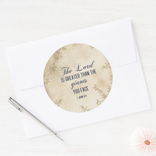 1ヨハネ4 4主は素晴らし感動的引用文 ラウンドシール (封筒)