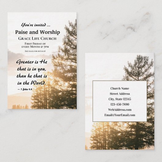 1ヨハネ4:4素晴らしはあなた教会のイベント 名刺 (正面/裏面)