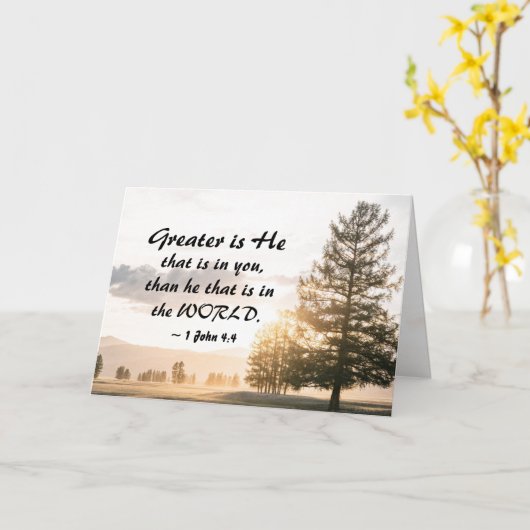 1ヨハネ4:4素晴らしは、あなたがたの内にある者である カード (黄色い花)