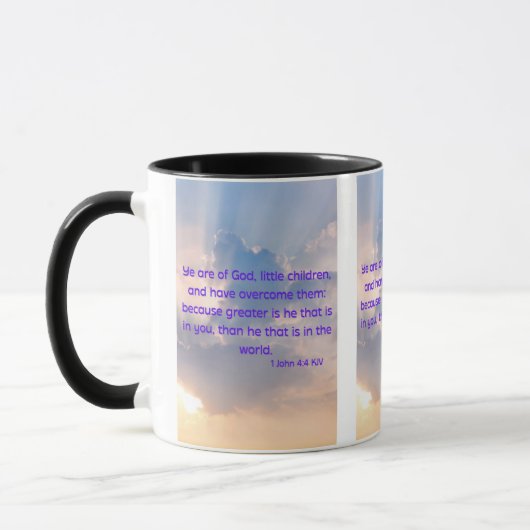 1ヨハネ4:4 KJV聖書の詩Pic 2-Tone Mug マグカップ (左)