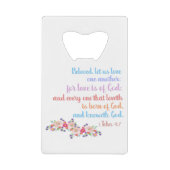 1ヨハネ4:7聖書の聖句レインボー文字 クレジットカード栓抜き (正面)