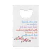 1ヨハネ4:7聖書の聖句レインボー文字 クレジットカード栓抜き (裏面)