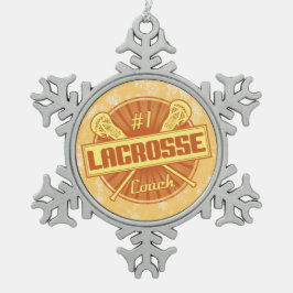 #1ラクロスコーチクリスマスツリー装飾 スノーフレークピューターオーナメント