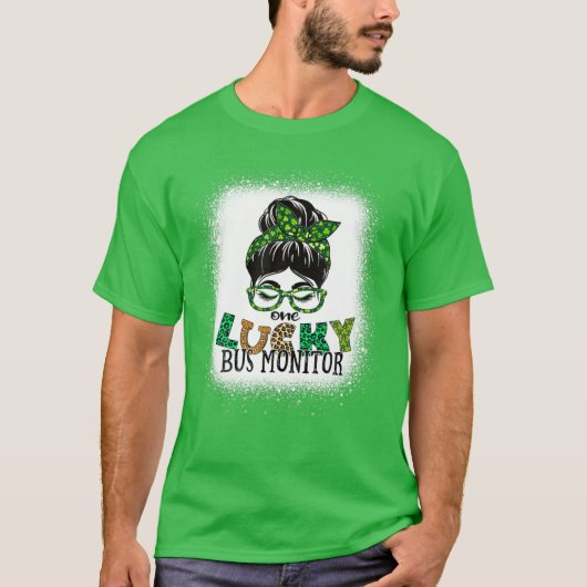 1ラッキーバスモニター漂白乱雑Bun St Patric Tシャツ (正面)