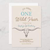 1ワイルドイヤー少年の最初の誕生日パーティーの招待 招待状 (正面/裏面)