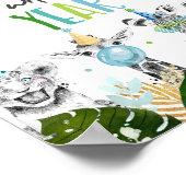 1ワイルドイヤーSafariパーティー動物誕生日標識 ポスター (角)