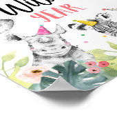 1ワイルドイヤーSafariパーティー動物誕生日標識 ポスター (角)