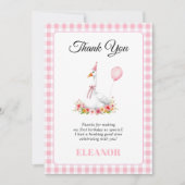 1ヶ間抜けース女子の誕生日ピンクありがとう サンキューカード (正面)