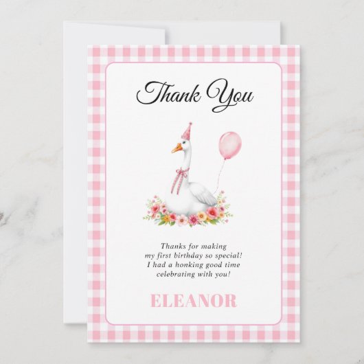 1ヶ間抜けース女子の誕生日ピンクありがとう サンキューカード (正面)