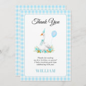 1ヶ間抜けース少年の最初の誕生日の青ありがとう サンキューカード (正面/裏面)