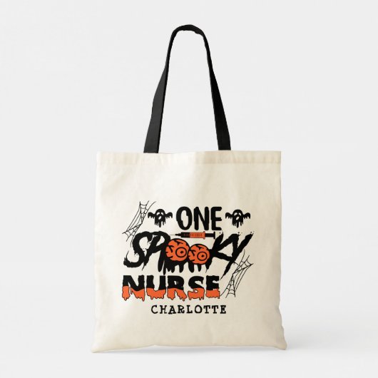 1不気味ナースハロウィン幽霊パーソナライズされた名 トートバッグ (裏面)