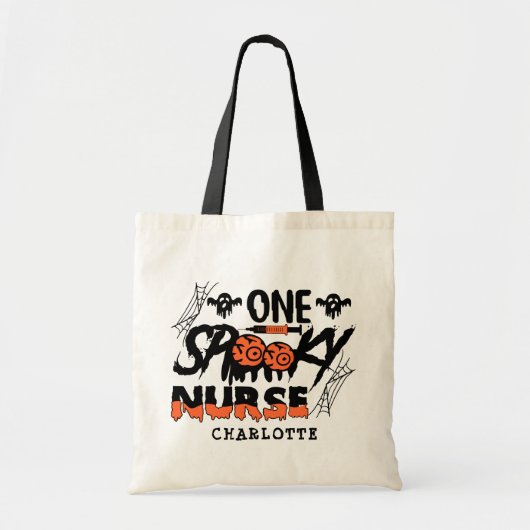 1不気味ナースハロウィン幽霊パーソナライズされた名 トートバッグ (正面)