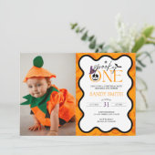 1不気味ハロウィン1歳の誕生日の写真 招待状 (スタンド正面)