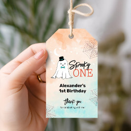 1不気味人ハロウィーン少年1stバースデーパーティーのお願い ギフトタグ