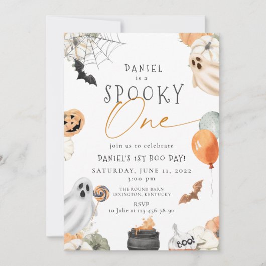 1不気味幽霊1日の誕生日ハロウィーン 招待状 (正面)