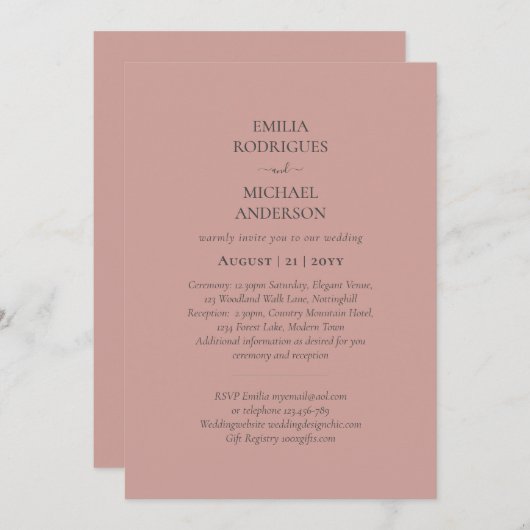 1予算モダンでモノクロ全結婚体 招待状 (正面/裏面)