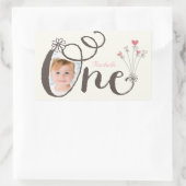 1人お洒落かわいい女の子1stバースデーパーティーのお願い 長方形シール (バッグ)