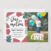 1人でメロンの1つ誕生日の写真 招待状 (正面)