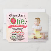 1人でメロンの1つ誕生日の写真 招待状