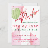 1人でメロンを1歳の誕生日 招待状 (正面)