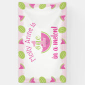 1人でメロンスイカの女の子1歳の誕生日 横断幕 (縦)