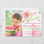 1人でメロン写真1歳の誕生日 招待状 (正面)