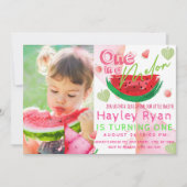 1人でメロン写真1歳の誕生日 招待状 (正面)