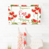 1人でメロン夏グリーンレッド第1の誕生日の少年 横断幕 (インサイチュ)