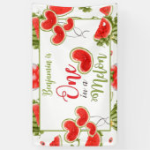 1人でメロン夏グリーンレッド第1の誕生日の少年 横断幕 (縦)