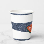 1人でメロン1歳の誕生日ストライプスイカ少年 紙コップ (正面)