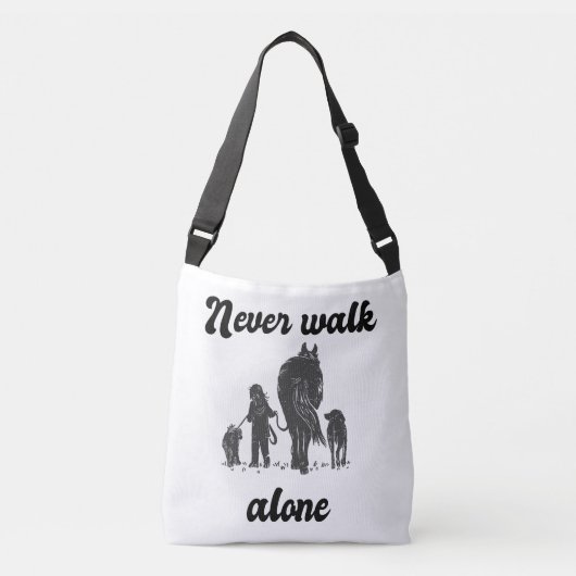 1人で歩かない – 素朴動物愛好家 クロスボディバッグ (正面)